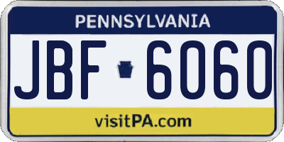 PA license plate JBF6060