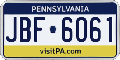 PA license plate JBF6061