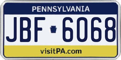 PA license plate JBF6068