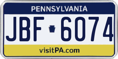 PA license plate JBF6074