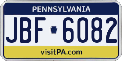 PA license plate JBF6082