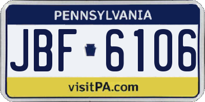 PA license plate JBF6106