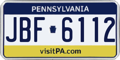 PA license plate JBF6112