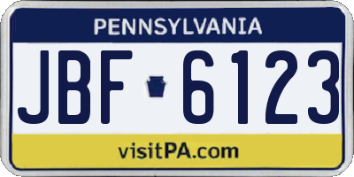 PA license plate JBF6123