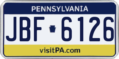 PA license plate JBF6126