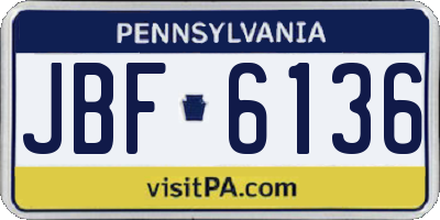 PA license plate JBF6136