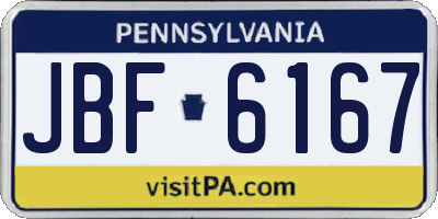 PA license plate JBF6167