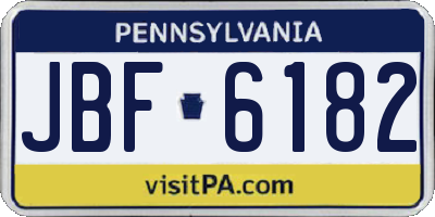 PA license plate JBF6182