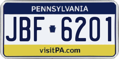 PA license plate JBF6201