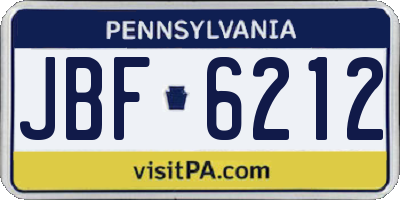 PA license plate JBF6212
