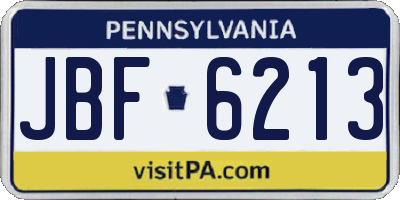PA license plate JBF6213
