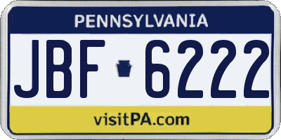 PA license plate JBF6222