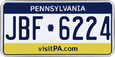 PA license plate JBF6224