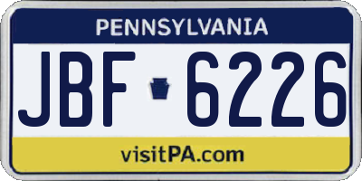 PA license plate JBF6226