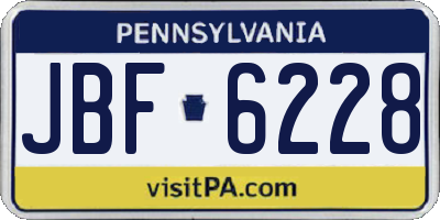PA license plate JBF6228