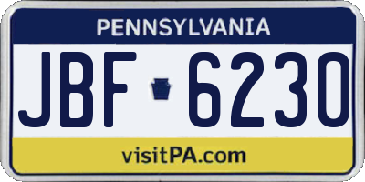 PA license plate JBF6230