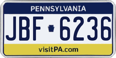 PA license plate JBF6236