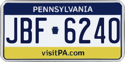 PA license plate JBF6240