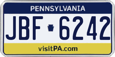 PA license plate JBF6242