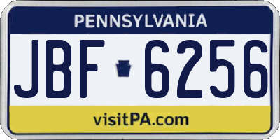 PA license plate JBF6256
