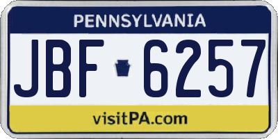 PA license plate JBF6257