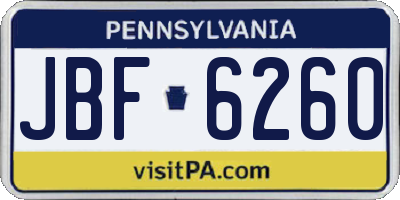PA license plate JBF6260