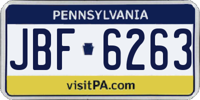 PA license plate JBF6263