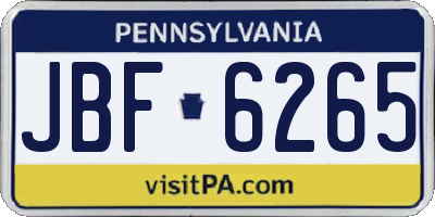 PA license plate JBF6265