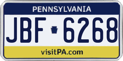 PA license plate JBF6268