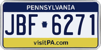 PA license plate JBF6271