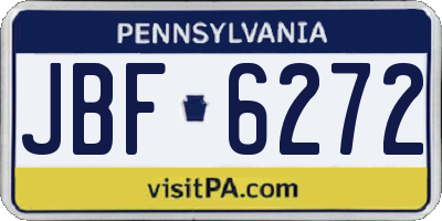 PA license plate JBF6272
