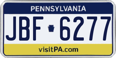PA license plate JBF6277