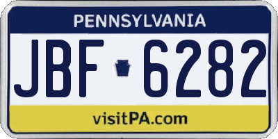 PA license plate JBF6282