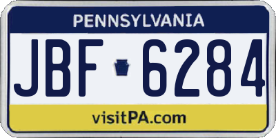 PA license plate JBF6284