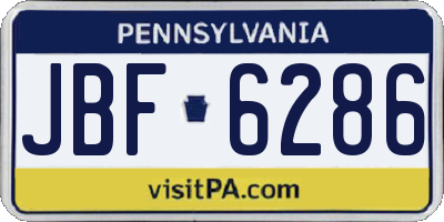 PA license plate JBF6286