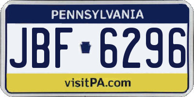 PA license plate JBF6296
