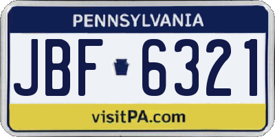 PA license plate JBF6321