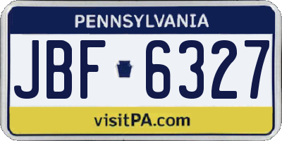 PA license plate JBF6327