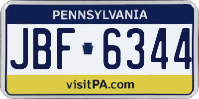 PA license plate JBF6344