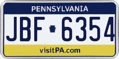 PA license plate JBF6354