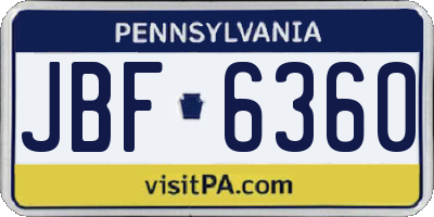 PA license plate JBF6360