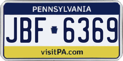 PA license plate JBF6369