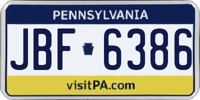 PA license plate JBF6386