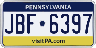 PA license plate JBF6397