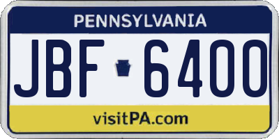 PA license plate JBF6400