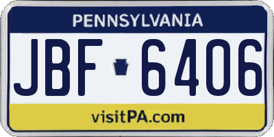 PA license plate JBF6406