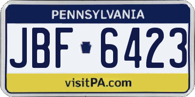 PA license plate JBF6423