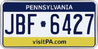 PA license plate JBF6427