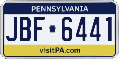 PA license plate JBF6441