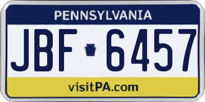 PA license plate JBF6457